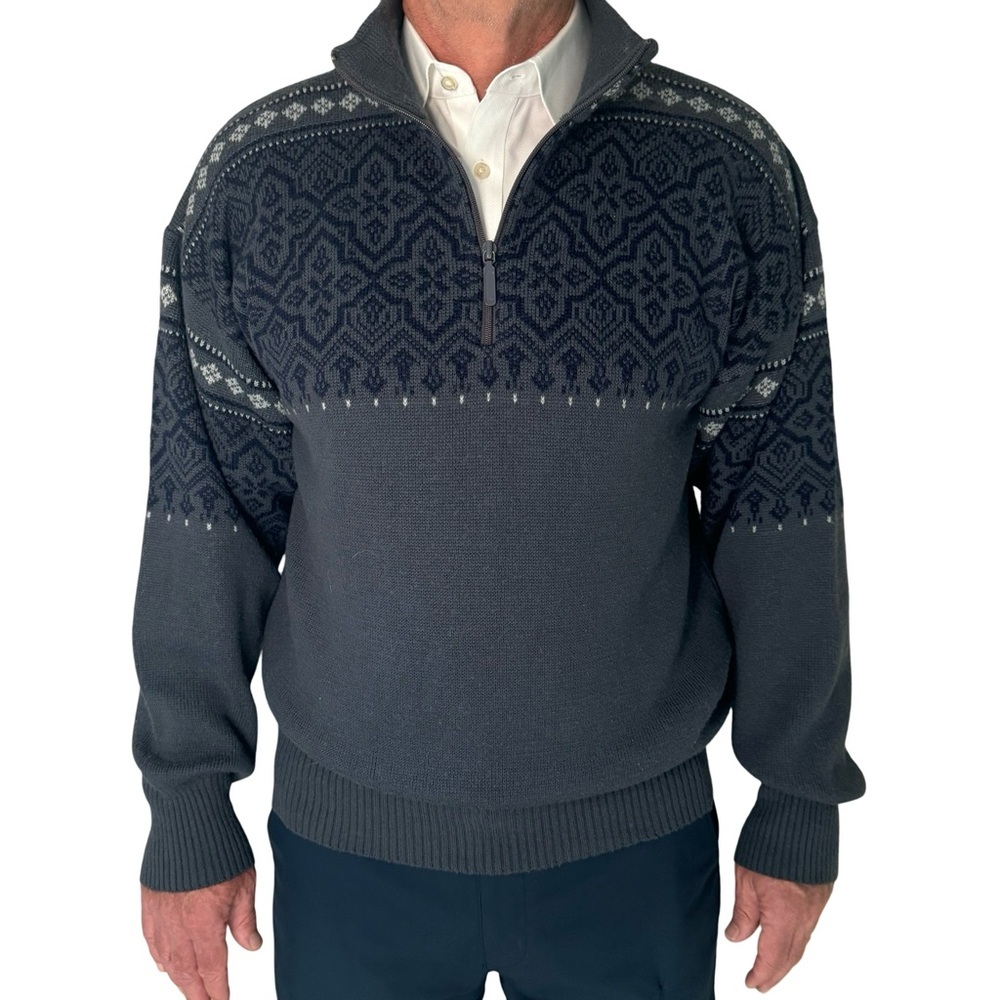 MEISTER Vintage Ski Sweater Half Zip Wool Blend Nordic Fair Isle Warm Winter XL - Picture 4 of 14